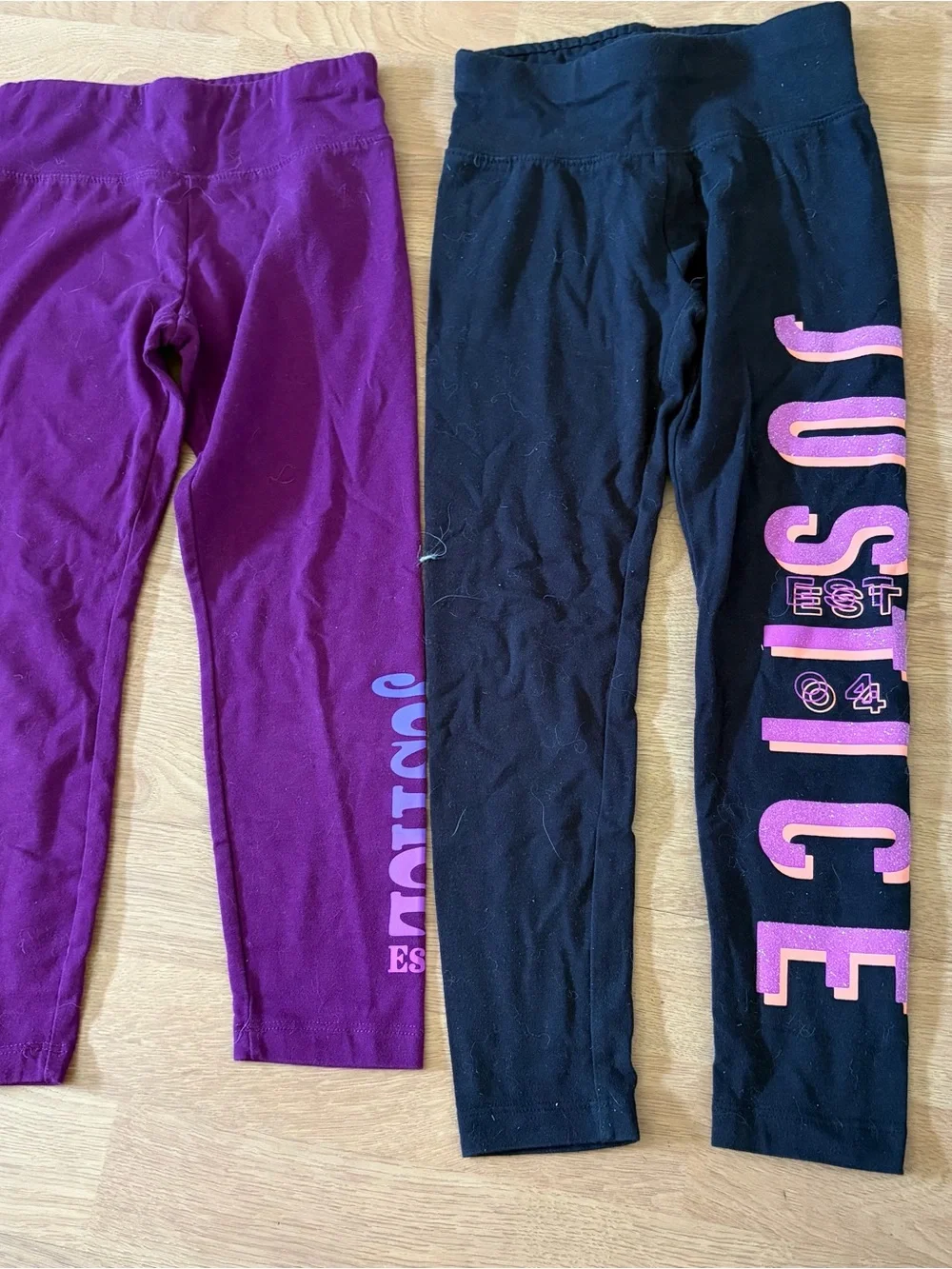 Justice girls purple & black capri/leggings bundle Sz XS